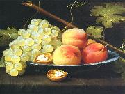 Jacob van Es Nature morte aux peches, raisins et noix sur un entablement USA oil painting artist